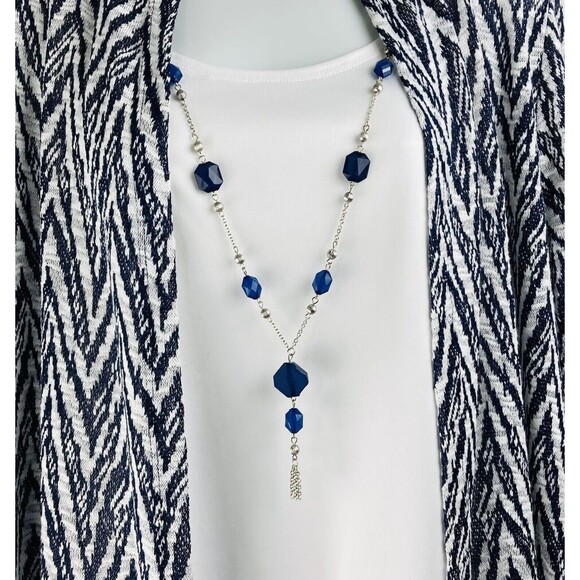 Alfred Dunner Women’s Size 12 Open Front Cardigan Shell & Necklace 3 Piece Set - Picture 7 of 12